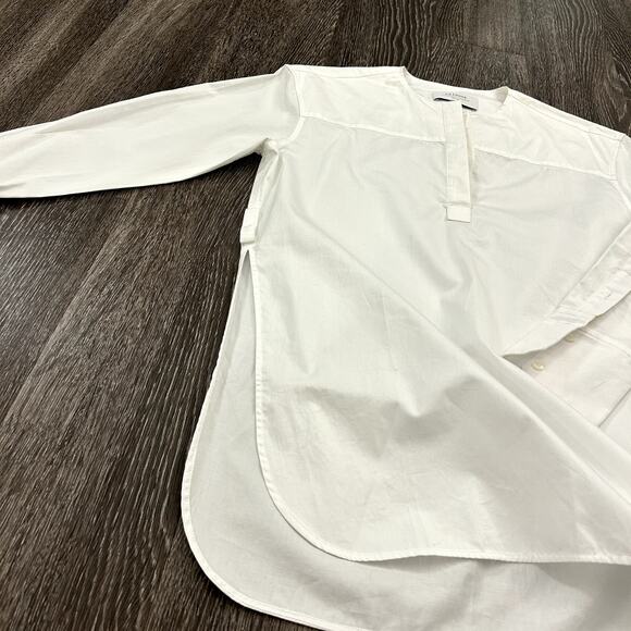 La Ligne White Cotton Tunic Top XS Long Sleeve Minimalist Shirt **Belt Missing** - Picture 12 of 16